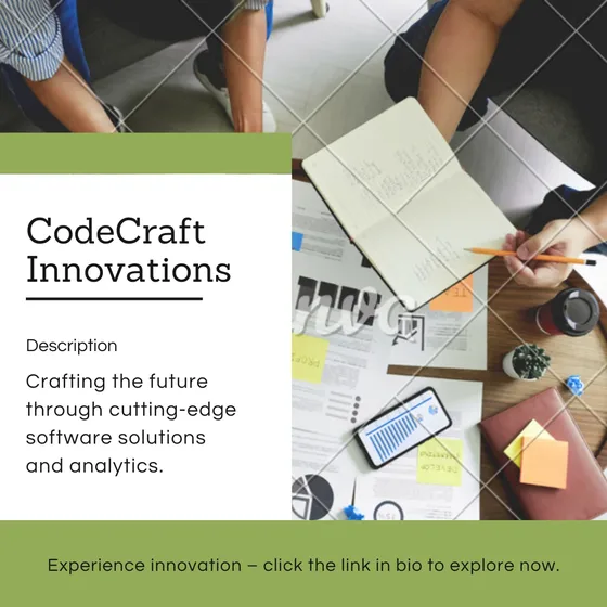 AI advertisement generator example: company introduction Instagram ad for CodeCraft Innovations