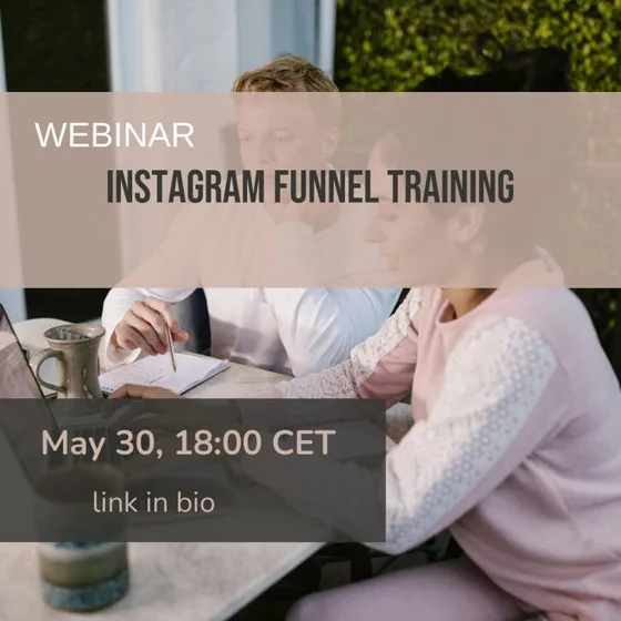 AI advertisement generator example: Instagram webinar announcement ad with date and link in bio
