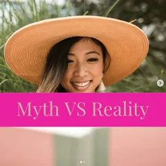 Myth vs Reality Instagram post created with Maxolot: magenta band across a portrait photo