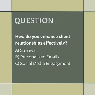 Instagram post maker example: multiple-choice engagement post asking how to enhance client relationships, generated by Maxolot's AI Instagram post generator