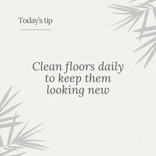 Instagram post generator example: “Today's tip — clean floors daily to keep them looking new”, made with Maxolot's AI Instagram post maker