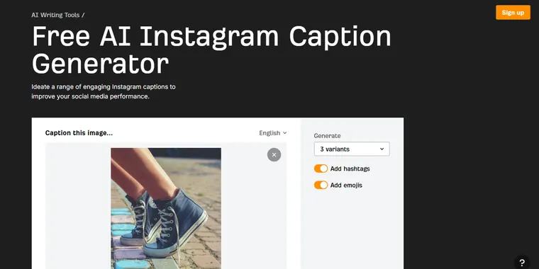 AI Instagram caption generator interface