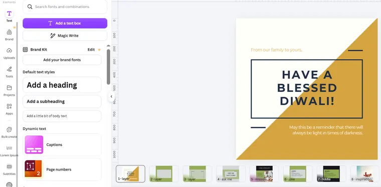 AI Instagram post design editor interface