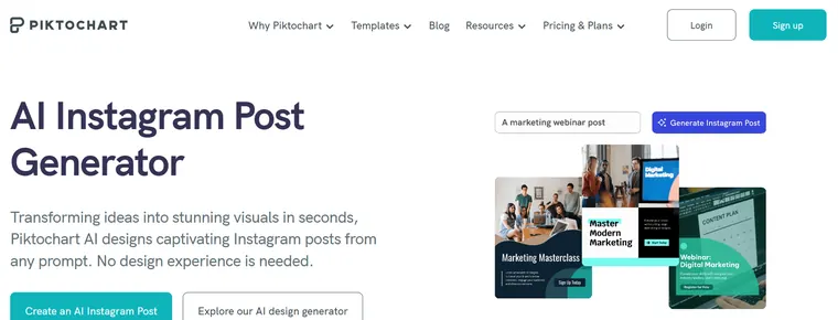 AI Instagram post generator tool interface