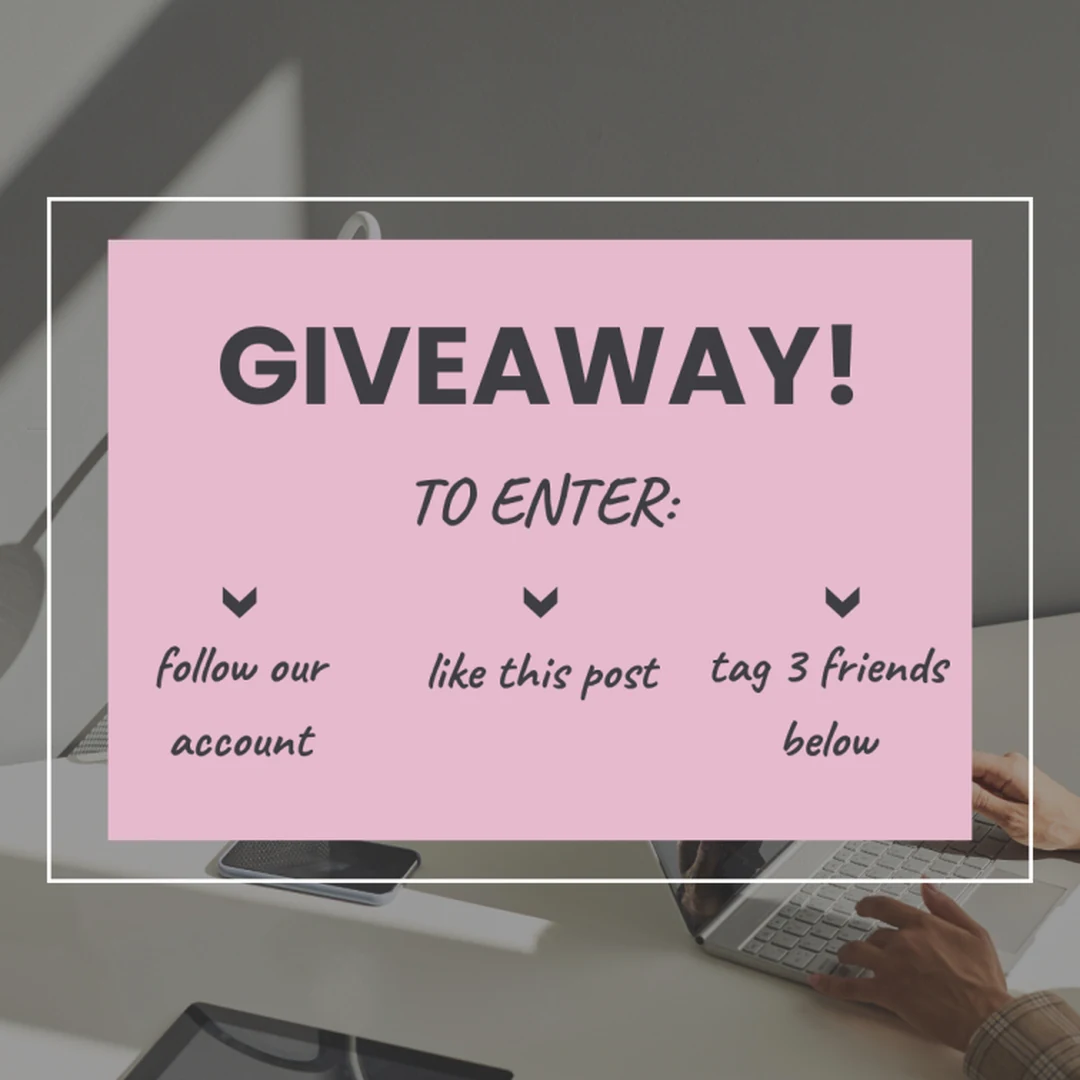 Instagram giveaway contest post made with Maxolot, prize-reveal slide with photo background