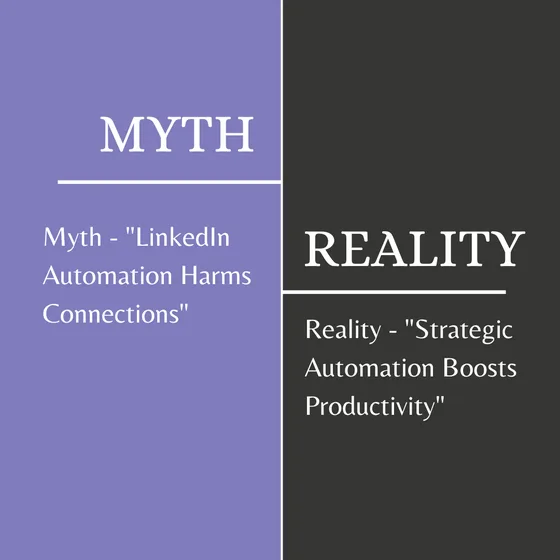 Myth vs Reality Instagram post created with Maxolot: split violet and charcoal layout with the myth on the left and the reality on the right