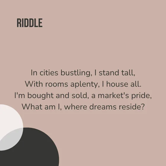 Instagram riddle post created with Maxolot: a real estate riddle on a soft clay background