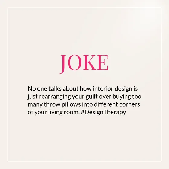 Social media jokes post created with Maxolot: a framed interior design joke with a pink JOKE heading