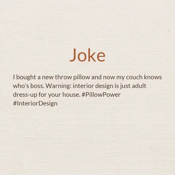 Social media jokes post created with Maxolot: an interior design joke on a soft linen background
