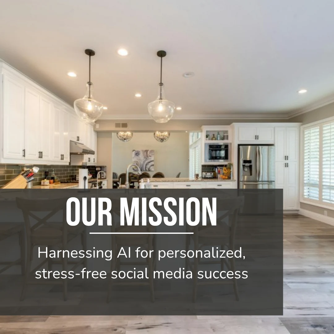Business Instagram post template with a mission statement over an interior photograph