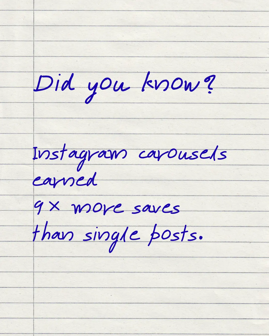 Handwritten Instagram post template on lined paper