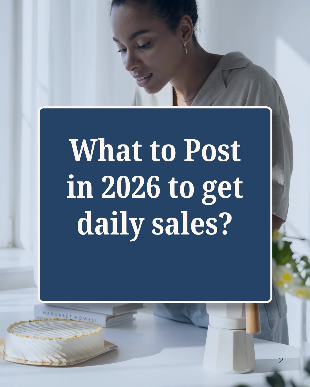 Instagram carousel template cover asking what to post in 2026 to get daily sales