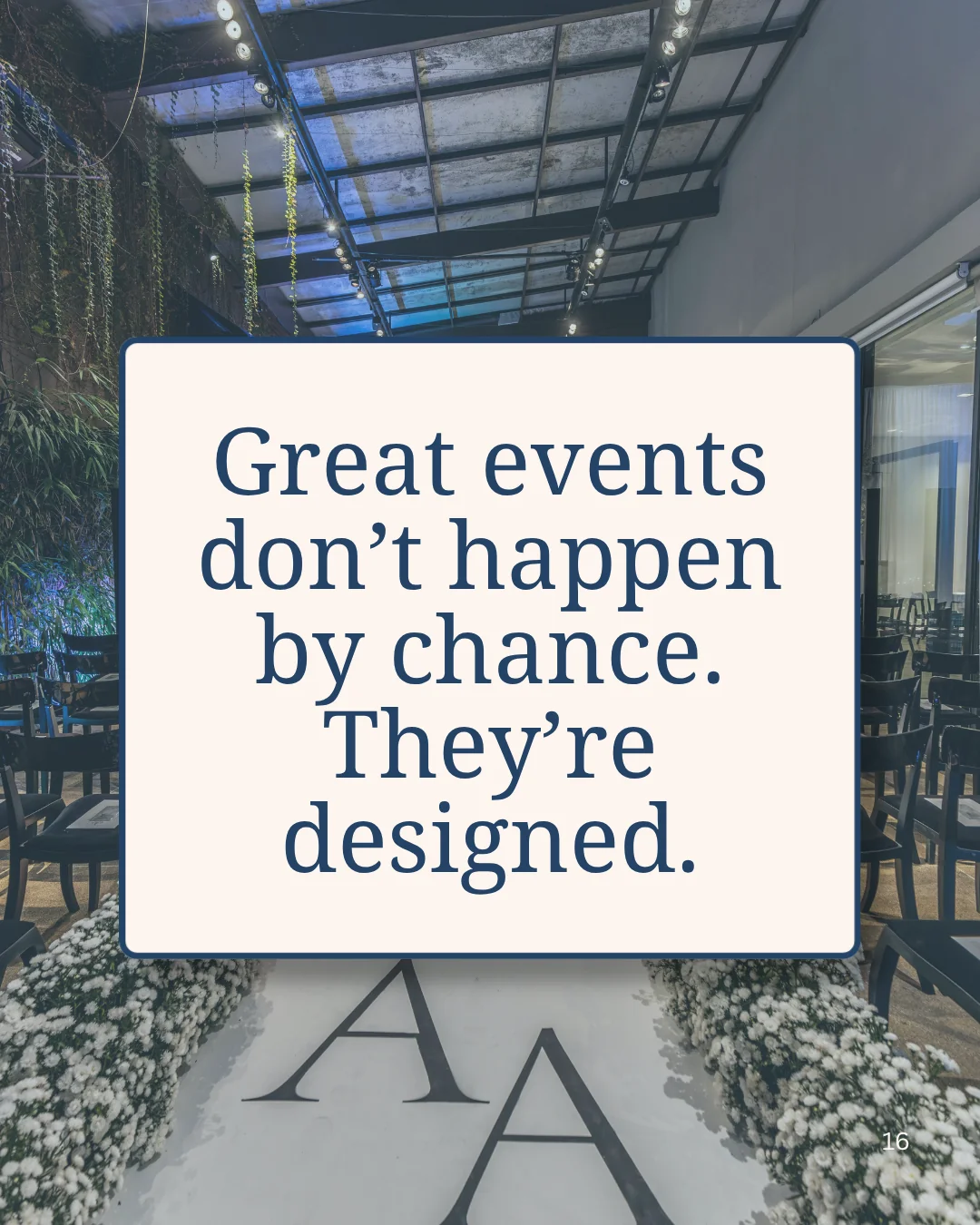 Instagram quote template with a cream panel over a venue photograph