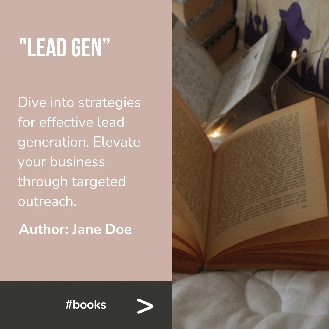 Instagram carousel second slide with a book title and description