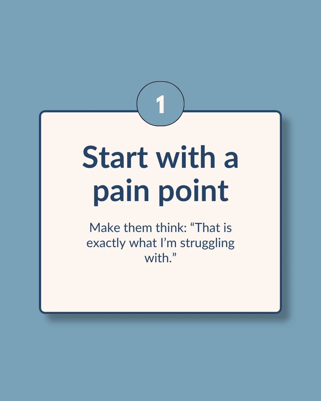 Instagram carousel template slide reading Start with a pain point