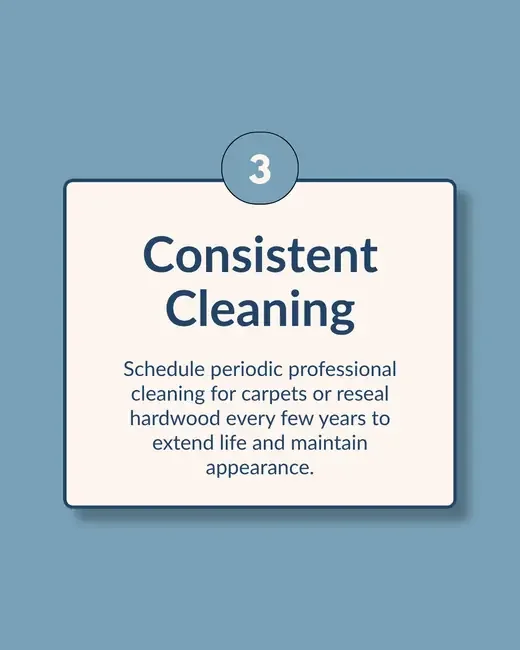 Instagram carousel maker example: ‘Consistent Cleaning’ numbered tip slide created with Maxolot's AI Instagram post generator