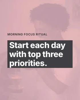 Instagram post maker example: morning focus ritual post created with Maxolot's AI Instagram post generator