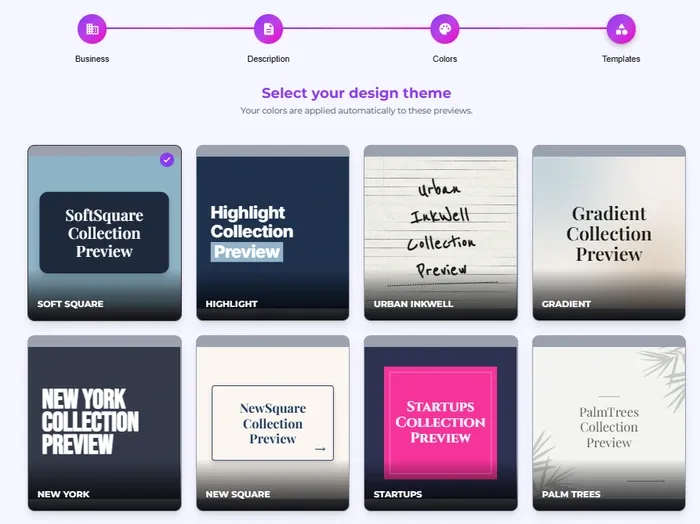 Set up your business and pick a design theme in Maxolot